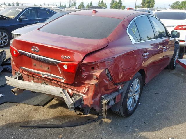 JN1BV7AP1FM354614 - 2015 INFINITI Q50 BASE RED photo 4