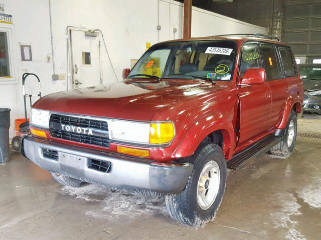 JT3DJ81W8P0026800 - 1993 TOYOTA LAND CRUIS MAROON photo 2