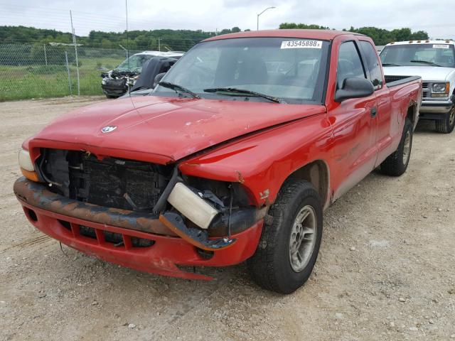 1B7GL22X9YS774565 - 2000 DODGE DAKOTA RED photo 2