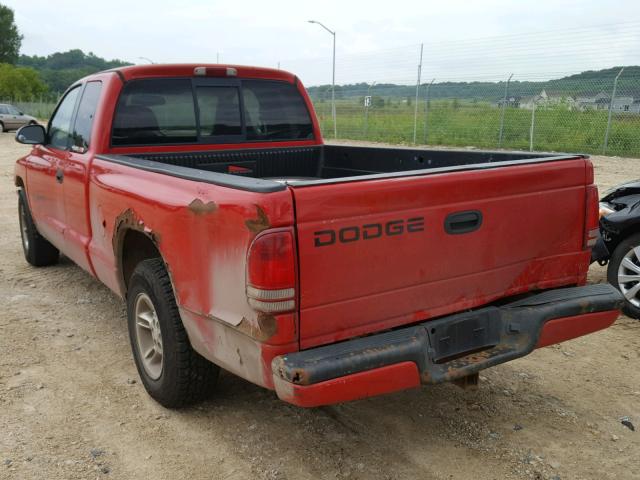 1B7GL22X9YS774565 - 2000 DODGE DAKOTA RED photo 3