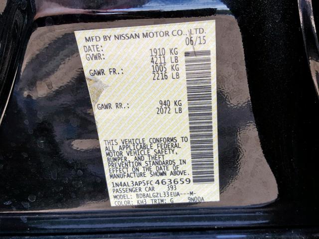 1N4AL3AP5FC463659 - 2015 NISSAN ALTIMA 2.5 BLACK photo 10