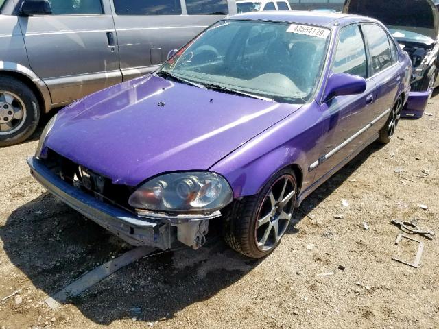 JHMEJ6520VS016399 - 1997 HONDA CIVIC DX PURPLE photo 2