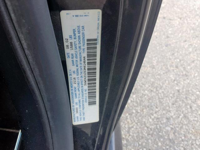 3VWCK21C53M414644 - 2003 VOLKSWAGEN NEW BEETLE შავი ფოტო 10