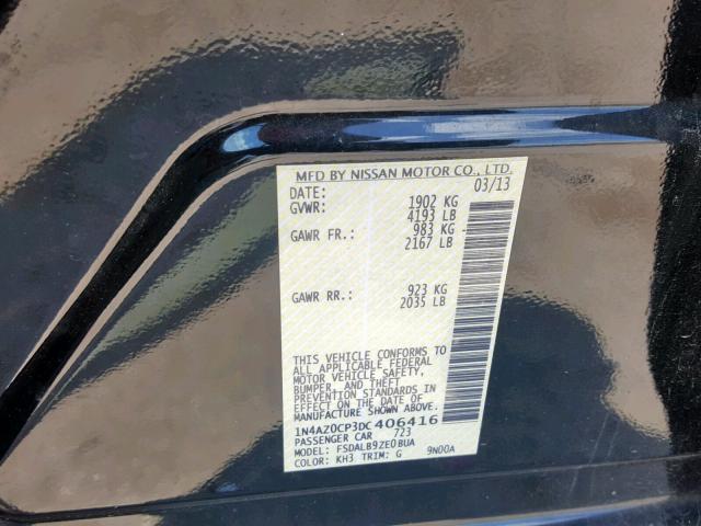 1N4AZ0CP3DC406416 - 2013 NISSAN LEAF S BLACK photo 10