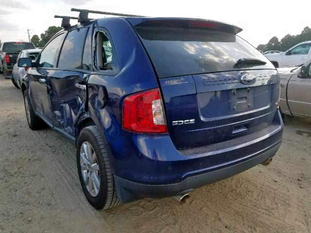 2FMDK3JC5BBB34554 - 2011 FORD EDGE SEL BLUE photo 3