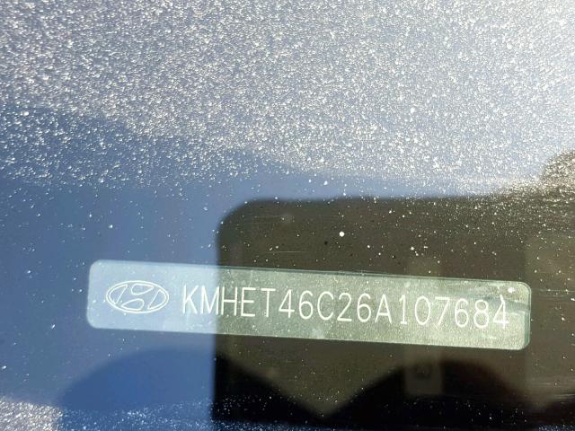 KMHET46C26A107684 - 2006 HYUNDAI SONATA GL BLUE photo 10