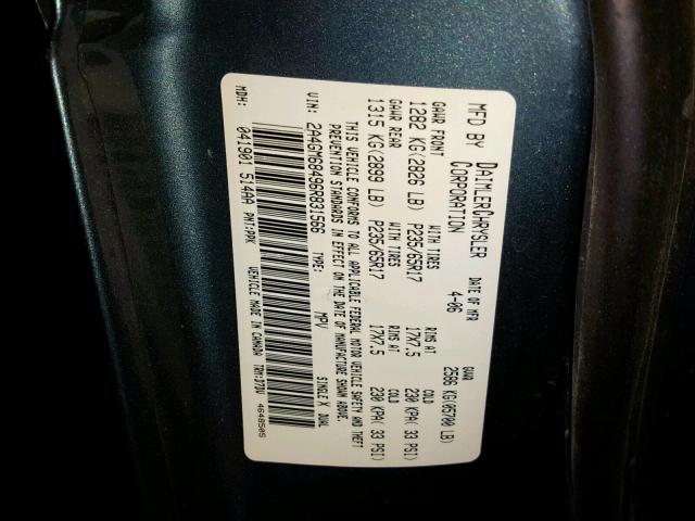 2A4GM68496R831566 - 2006 CHRYSLER PACIFICA T BLUE photo 10