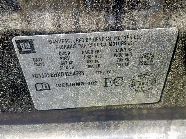 1G1JA5EHXD4254593 - 2013 CHEVROLET SONIC LS BLUE photo 9