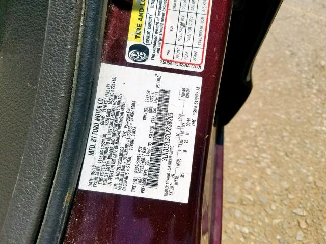 3LNDL2L32CR838203 - 2012 LINCOLN MKZ HYBRID MAROON photo 10