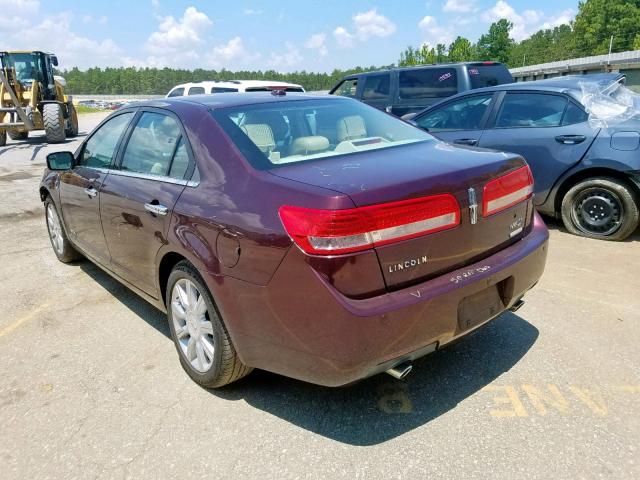 3LNDL2L32CR838203 - 2012 LINCOLN MKZ HYBRID MAROON photo 3