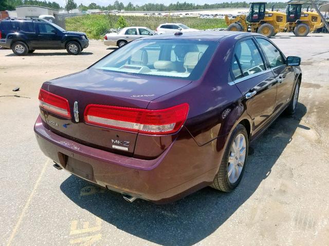 3LNDL2L32CR838203 - 2012 LINCOLN MKZ HYBRID MAROON photo 4