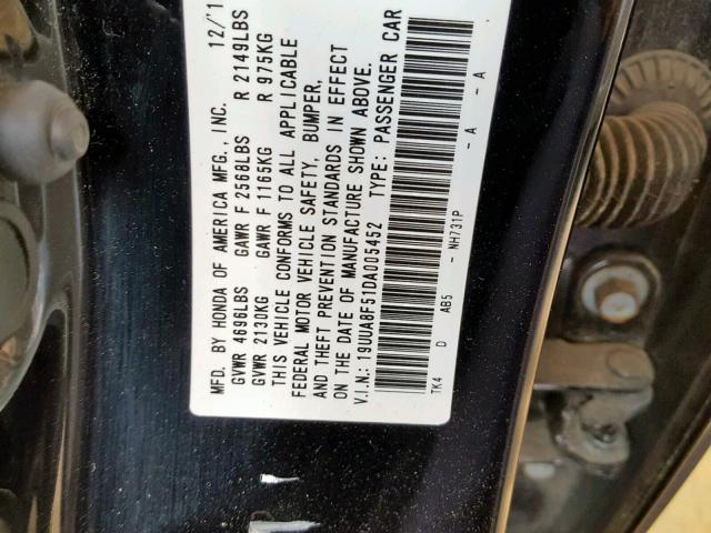 19UUA8F51DA005452 - 2013 ACURA TL TECH BLACK photo 10