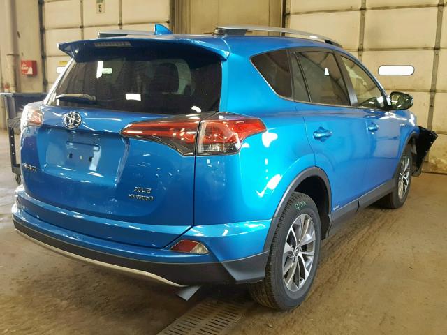 JTMRJREV0JD188381 - 2018 TOYOTA RAV4 HV LE BLUE photo 4