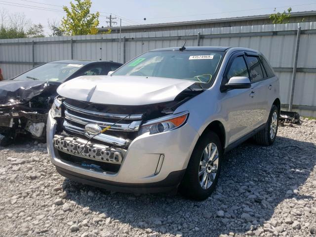 2FMDK3JC5EBA23796 - 2014 FORD EDGE SEL GRAY photo 2