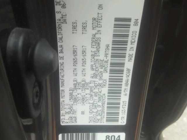 3TMDZ5BNXHM029334 - 2017 TOYOTA TACOMA DOU GRAY photo 10