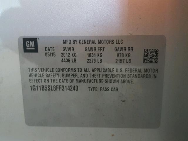 1G11B5SL8FF314240 - 2015 CHEVROLET MALIBU LS SILVER photo 10