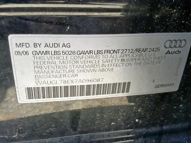 WAUGL78EX7A096087 - 2007 AUDI NEW S4 QUA BLACK photo 10