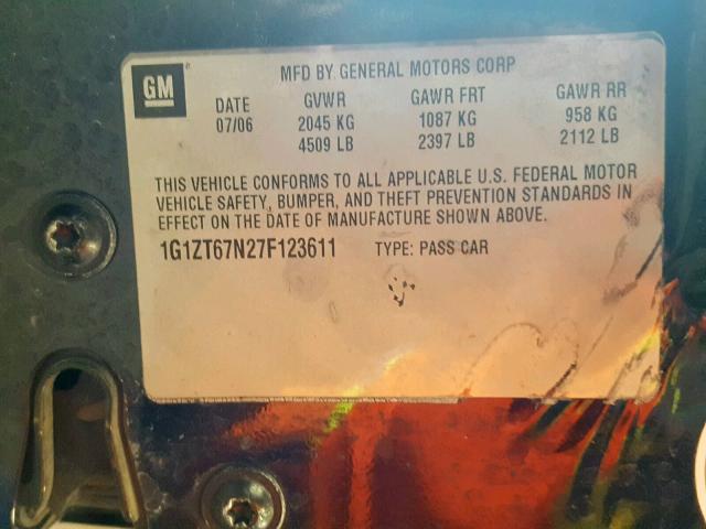 1G1ZT67N27F123611 - 2007 CHEVROLET MALIBU MAX 蓝色 照片 10