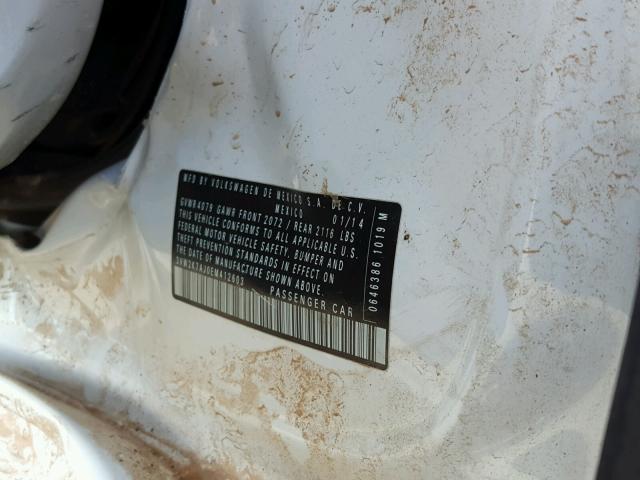 3VW2K7AJ0EM412603 - 2014 VOLKSWAGEN JETTA BASE 白色 照片 10