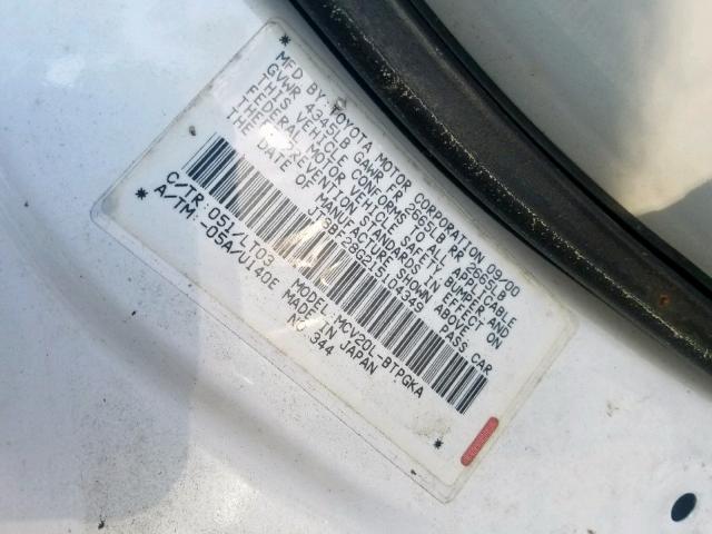 JT8BF28G215104349 - 2001 LEXUS ES 300 WHITE photo 10