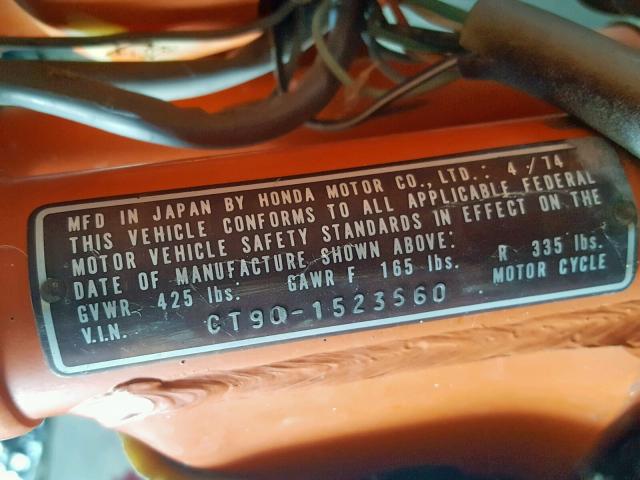 CT901523560 - 1974 HONDA MOTORCYCLE ORANGE photo 10