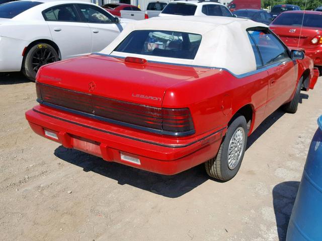 1C3XU4533NF235854 - 1992 CHRYSLER LEBARON RED photo 4