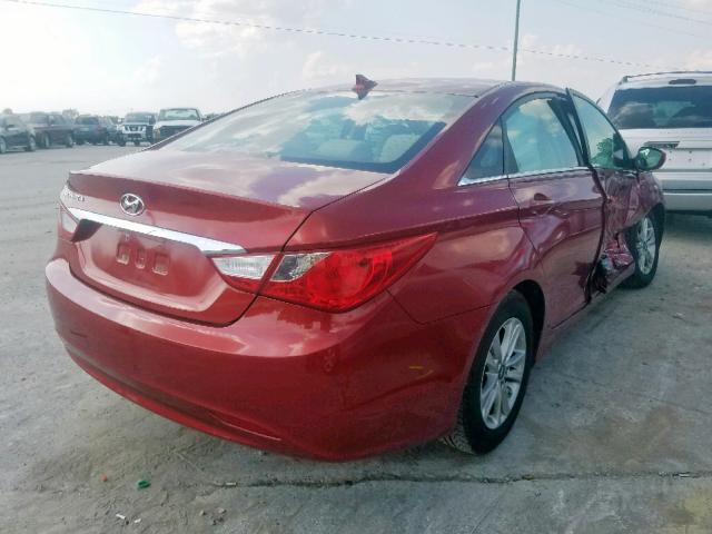 5NPEB4AC4DH701469 - 2013 HYUNDAI SONATA GLS MAROON photo 4