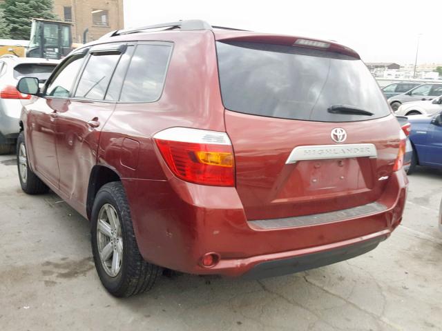 5TDBK3EH1AS029394 - 2010 TOYOTA HIGHLANDER RED photo 3