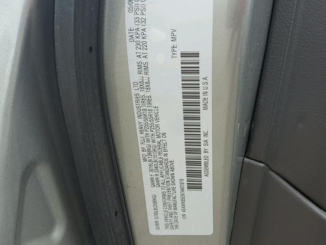 4S4WX85D974401979 - 2007 SUBARU B9 TRIBECA GRAY photo 10