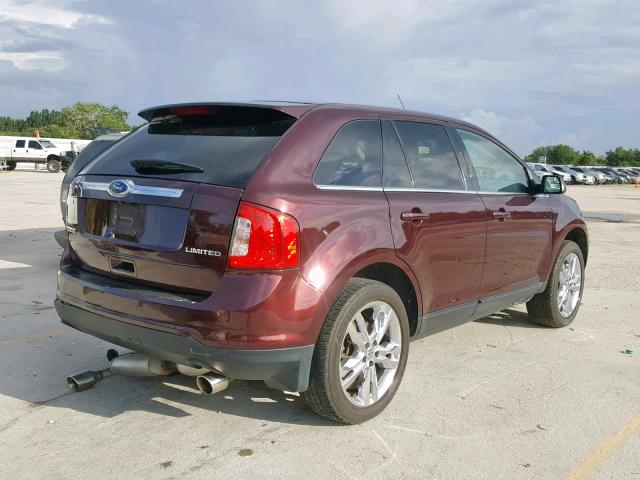 2FMDK3KC7BBB13316 - 2011 FORD EDGE LIMIT RED photo 4