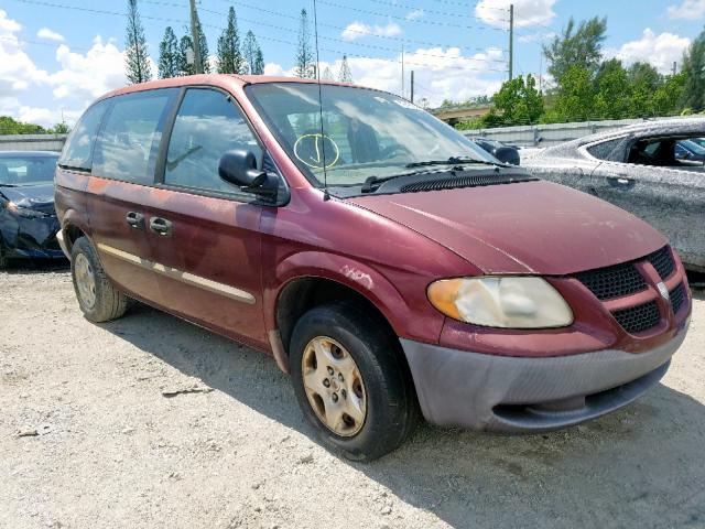 1B4GP25B02B506349 - 2002 DODGE CARAVAN SE BURGUNDY photo 1