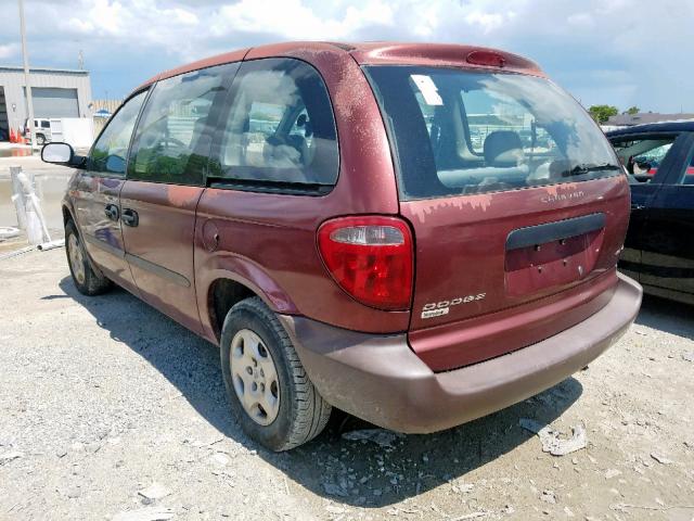 1B4GP25B02B506349 - 2002 DODGE CARAVAN SE BURGUNDY photo 3