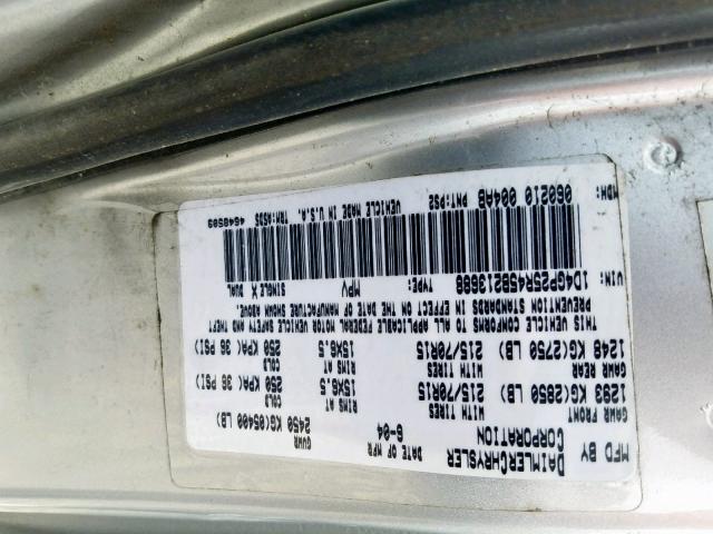 1D4GP25R45B213688 - 2005 DODGE CARAVAN SE GRAY photo 10