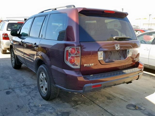 5FNYF18228B003878 - 2008 HONDA PILOT VP BURGUNDY photo 3