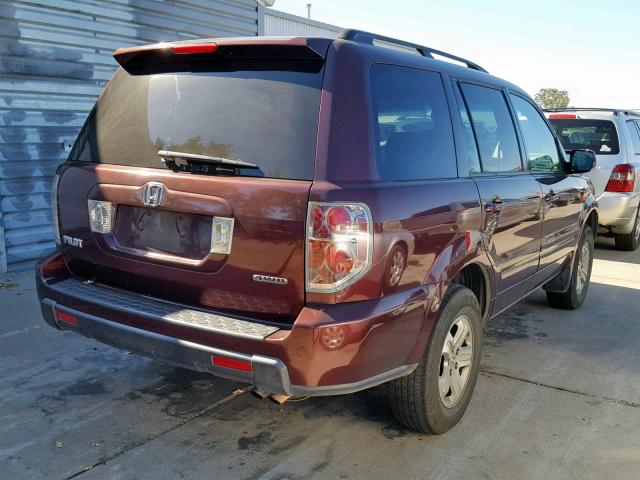 5FNYF18228B003878 - 2008 HONDA PILOT VP BURGUNDY photo 4