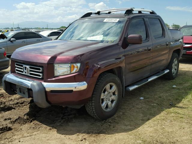 2HJYK165X7H531312 - 2007 HONDA RIDGELINE MAROON photo 2