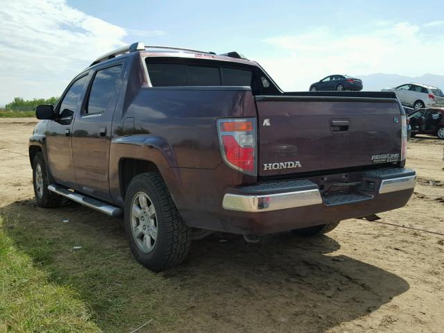 2HJYK165X7H531312 - 2007 HONDA RIDGELINE MAROON photo 3