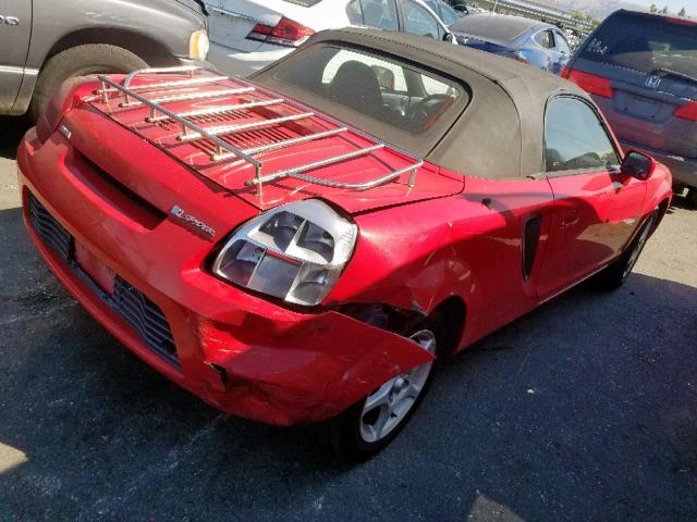 JTDFR3208Y0015033 - 2000 TOYOTA MR2 SPYDER RED photo 4