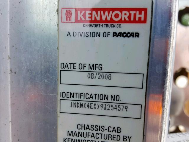 1NKWX4EXX9J254579 - 2009 KENWORTH CONSTRUCTI BLACK photo 10