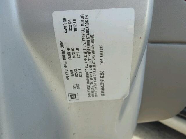 1G1NE52JX16142230 - 2001 CHEVROLET MALIBU LS 银色 照片 10