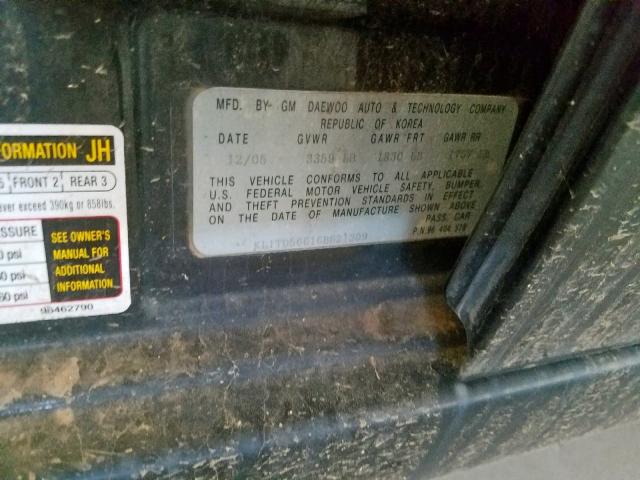 KL1TD56616B621309 - 2006 CHEVROLET AVEO BASE Grafit foto 10