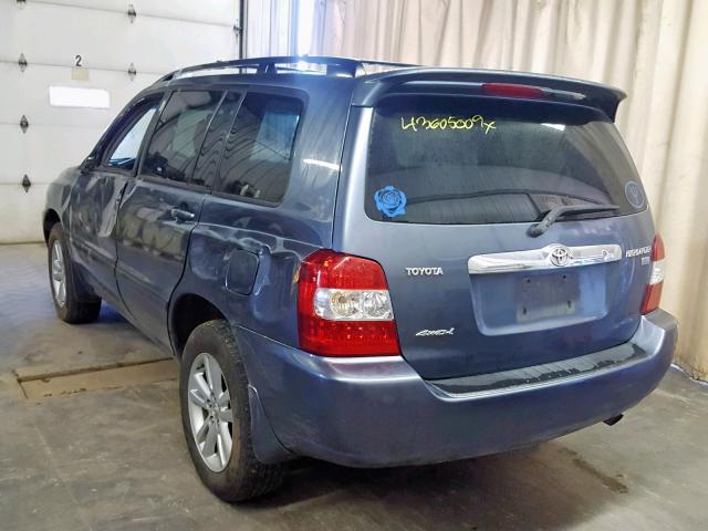 JTEEW21A960011851 - 2006 TOYOTA HIGHLANDER BLUE photo 3