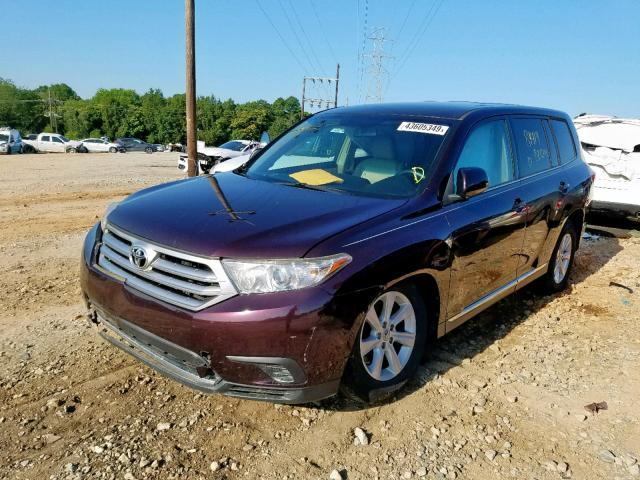 5TDZA3EH9DS032680 - 2013 TOYOTA HIGHLANDER MAROON photo 2