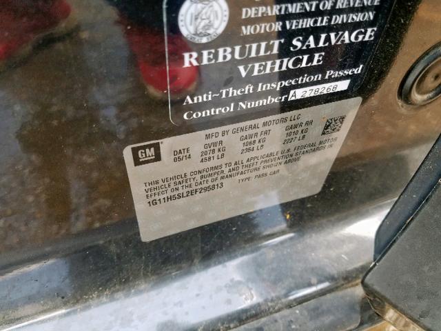 1G11H5SL2EF295813 - 2014 CHEVROLET MALIBU LTZ შავი ფოტო 10