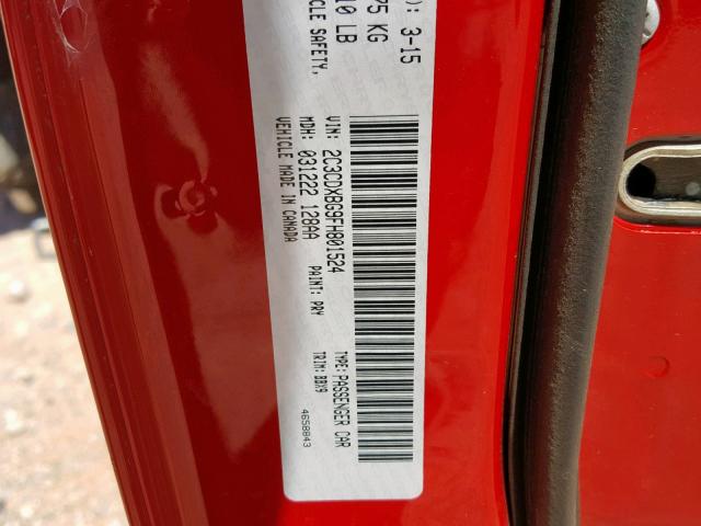 2C3CDXBG9FH801524 - 2015 DODGE CHARGER SE RED photo 10