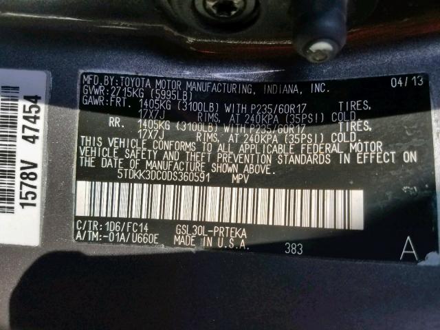 5TDXK3DC7GS707389 - 2016 TOYOTA SIENNA SE GRAY photo 10