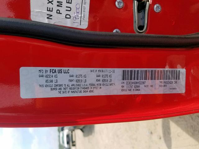 2C3CDXHG9HH522987 - 2017 DODGE CHARGER SX RED photo 10