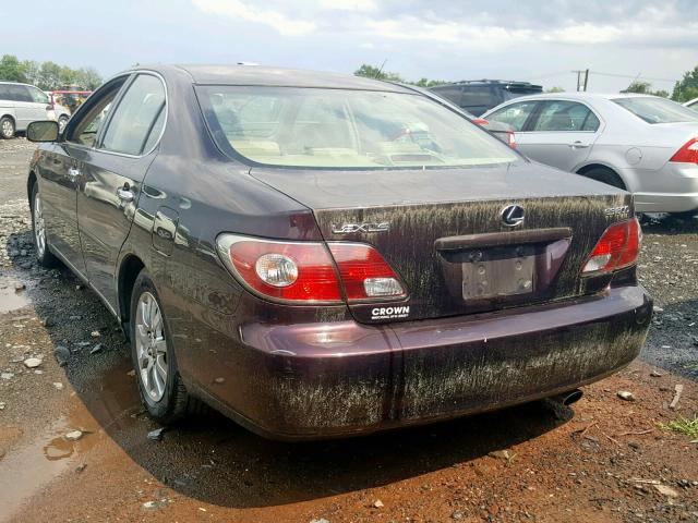 JTHBF30G030138050 - 2003 LEXUS ES 300 MAROON photo 3