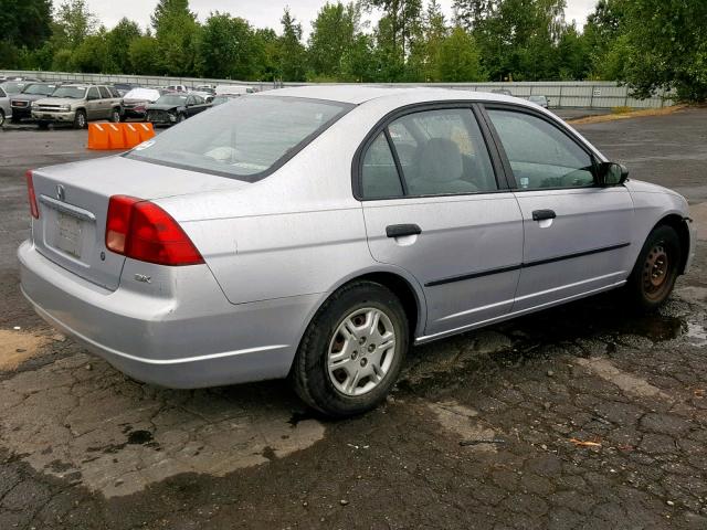 1HGES16241L029209 - 2001 HONDA CIVIC DX SILVER photo 4