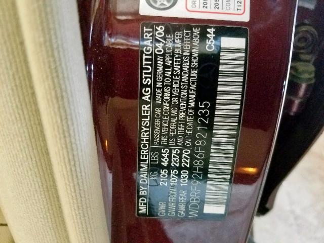 WDBRF92H86F821235 - 2006 MERCEDES-BENZ C 280 4MAT MAROON photo 10